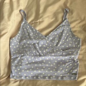 Hollister- Purple Floral Cropped V-cut Tank Top